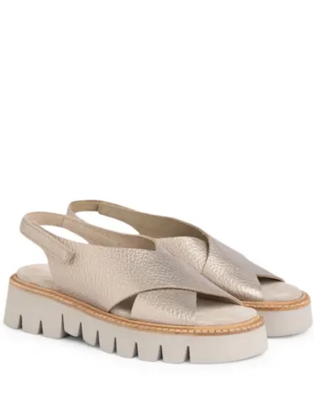 Pedro Garcia Metallic Gold Slingback Platform Sandals with Chunky Sole 38/ 7.5